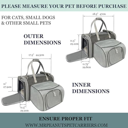 Mr. Peanut's Gold Series Standard Size Airline Compliant Expandable Pet Carrier V3.0 - color: Charcoal Ash