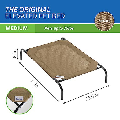Coolaroo Original Elevated Dog Bed - Breathable Off-The-Ground Pet Bed with Cooling Fabric, Joint Relief & Moisture-Resistant Fabric, 100% Recyclable, Easy Clean, Nutmeg, Medium - color: Nutmeg, style: Medium Dog Bed