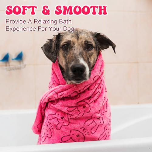 Peryiter 8 Pcs Dog Drying Towels Bulk 55'' x 28'' Pet Grooming Absorbent Microfiber Dog Bath Towels Quick Drying Puppy Bathing Towel for Small Medium Large Cats Pets Bathing Grooming(Pink) - color: Pink