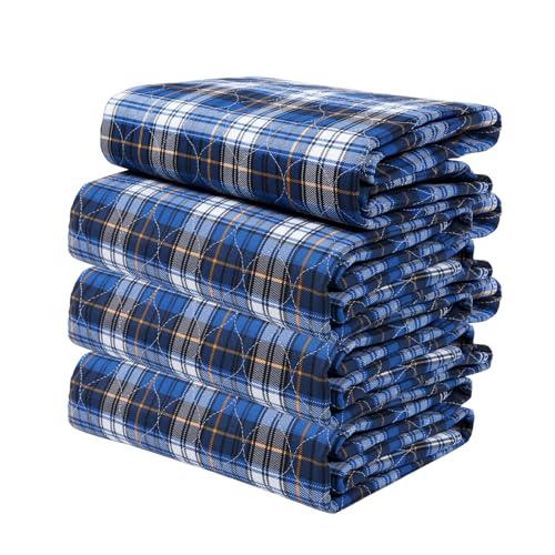 Washable Bed Pads, Non-Slip Bed Pads for Incontinence (28" x 36", 4 Pack) - Waterproof and Reusable Underpads for Adults, Kids, and Pets - color: Blue, size: 28" x 36" | 4 Pack