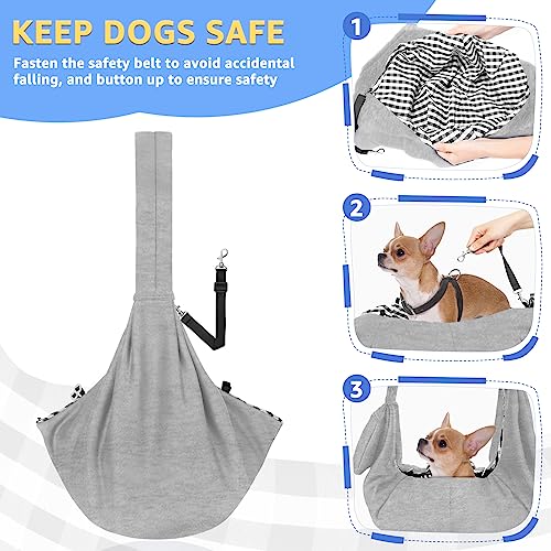 SlowTon Dog Carrier Sling - Thick Padded Shoulder Strap Adjustable Dog Carriers for Small Dogs, Puppy Carrier Purse for Pet Cat with Front Zipper Pocket Safety Belt Machine Washable (Light Gray, M) - color: D-Light Grey Knitted Fabric