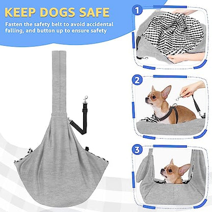 SlowTon Dog Carrier Sling - Thick Padded Shoulder Strap Adjustable Dog Carriers for Small Dogs, Puppy Carrier Purse for Pet Cat with Front Zipper Pocket Safety Belt Machine Washable (Light Gray, M) - color: D-Light Grey Knitted Fabric