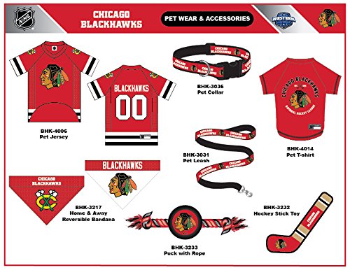 NHL Chicago Blackhawks Tee Shirt for Dogs & Cats, X-Small. - Are You A Hockey Fan? Let Your Pet Be An NHL Fan Too! - color: Chicago Blackhawks, size: X-Small