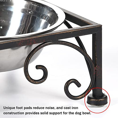 Elevated Dog Bowls for Small Dogs Metal Raised Dog Bowl Cat Dish Stand with Double Stainless Steel Pet Feeder for Food and Water Lifted Cats Bowls with Stand Elevated Pets Bowl Holder - Height 3.54" - size: 3.54" Height Black