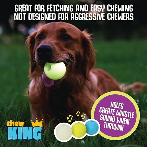 Chew King by Mammoth Glowing Fetch Ball, Dog Ball Toys, 3" Combo - color: G) 3-Pack (3" Balls)