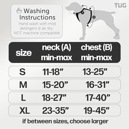 TUG Dog Harness with 2 Leash Connection Points | Adjustable, Padded, Lightweight | Handle on Back | No-Pull Front Clip (XL, Cream) - color: Cream - Basic Harness, size: XL