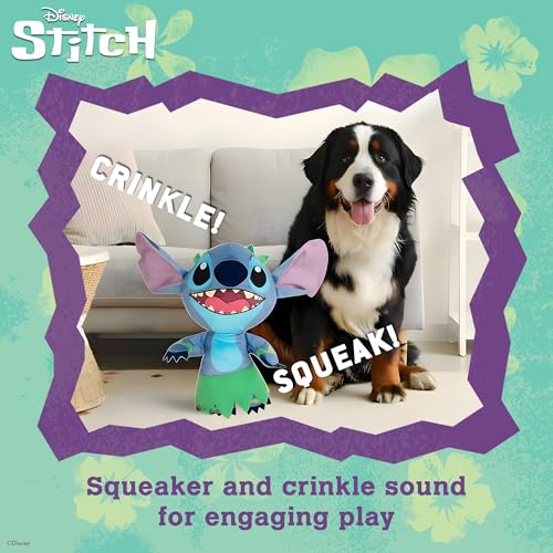Disney for Pets Lilo and Stitch 18” Jumbo Plush Squeaker Dog Toy, Crinkle & Squeaky Pet Plushy, Cute Dog Toy Fans - color: Stitch Plush, size: 18 Inch