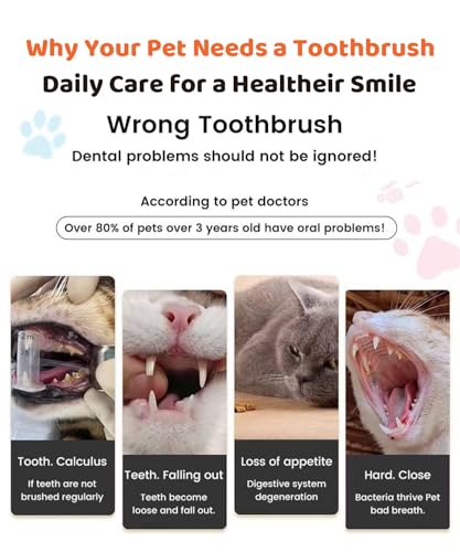 5Pack Ultra Soft Pet Toothbrush for Small Dog & Cat Toothbrush Set with 2 Finger Brushes - Soft Bristles for Gentle Pet Dental Care, Teething & Gingivitis Prevention for Puppies & Kittens - color: Model A-small Head