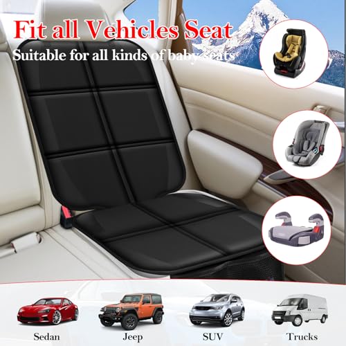 Meolsaek Car Seat Protector for Child Car Seat, Durable 600D Fabric Waterproof Car Seat Cover with Thick Pad Non-Slip Backing，No Imprints (Thicker Black-2pc) - color: Thicker Black-2pc