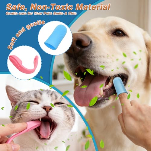7 PCS Pet Grooming Kit for Dogs and Cats | Dog Washing Gloves | Dog Bath Brush | Cleanroom Gloves | Dog Shampoo Brush | Finger Toothbrushes | Storage Bag | All-in-One Pet Care (Ocean Blue) - color: Ocean Blue