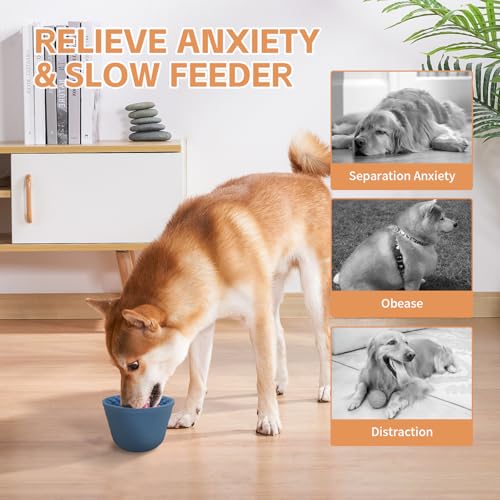 Dog Lick Bowl,Anxiety Relief Non-Slip Silicone Treat Bowl,Durable Anti-Choking Long-Lasting Enrichment Slow Feeder Licking Mat for Small Medium Large Breed,Freezable BPA Free Silicone Dishwasher Safe - color: Dark Blue, size: S-M