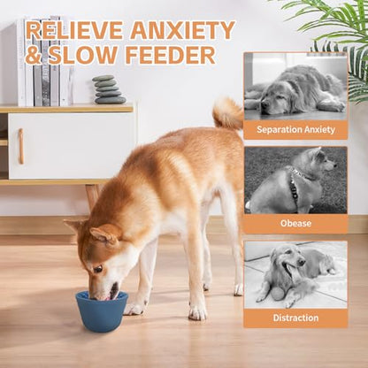 Dog Lick Bowl,Anxiety Relief Non-Slip Silicone Treat Bowl,Durable Anti-Choking Long-Lasting Enrichment Slow Feeder Licking Mat for Small Medium Large Breed,Freezable BPA Free Silicone Dishwasher Safe - color: Dark Blue, size: S-M