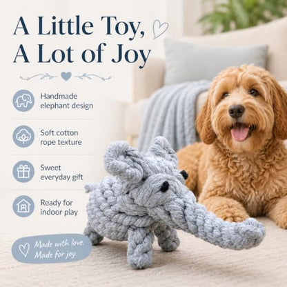 ADUCK Puppy Dog Rope Toy for Teeth Cleaning, Chew-Proof Dental Care & Training Reward | Durable Cotton Heather Gray Elephant for Small & Medium Dogs - color: Grey Elephant