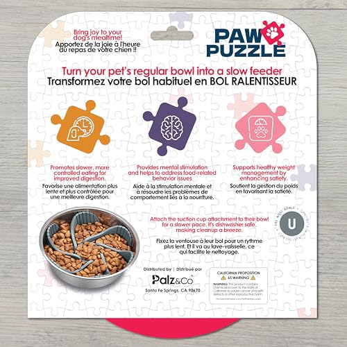Palz&Co Paw Puzzles Slow Feeder Dog Bowl Insert - 4" Round Silicone Insert for Small Pet Bowls, Orange - Promotes Healthier Eating & Mental Stimulation, Dishwasher Safe - size: Small