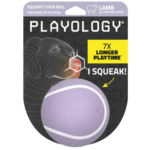 Playology Dog Toys | Squeaky Chew Ball for Dogs | Lamb Scented Medium Dog Ball | Bouncy Floating Chew Toys for Fetch - size: Medium, style: Lamb