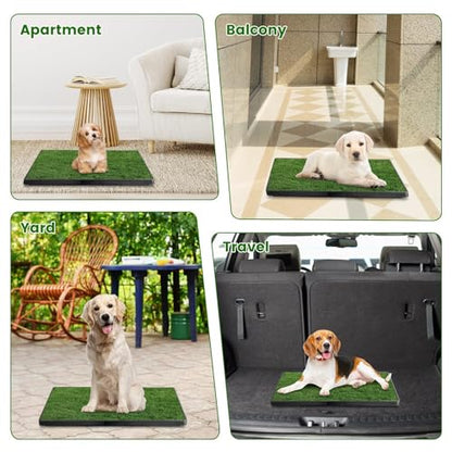 20 x 25 inches Dog Grass Pee Pads, 3-Layer Artificial Fake Grass Rug Pad for Puppy Potty, Washable Training Pad with Tray, Grass Mat for Dog Indoor Outdoor Use, Easy to Clean