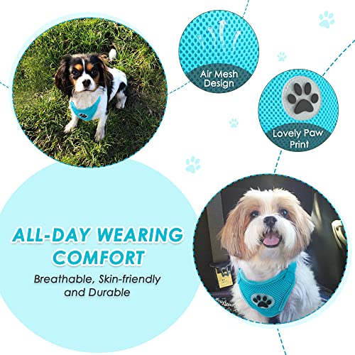 Lukovee Dog Car Harness Seat Belt, Adjustable Mesh Breathable Vest with Elastic Bungee Tether, Soft Padded 2-in-1 Safety Car Harness Seatbelt for Small Medium Large Dogs (Light Blue,XS) - color: Light Blue, size: X-Small