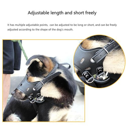 Soft PU Leather Dog Muzzles for Small Medium Large Dogs,Ajustable Breathable Dog Mouth Guard Cover to Prevent Biting Barking Chewing (Black, 3#M) - color: Black, size: 3#M