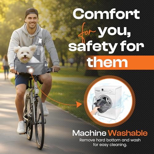 Small Dog Sling Carrier Bag, Hands-Free Dog Carrier Sling with Safety Buckle, Breathable Mesh, Adjustable Strap, Padded Back, Storage Pockets, Pet Carrier for Dogs, Cats, Puppies up to 8–10 lbs - color: Grey