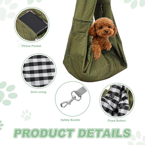 Dog Sling Carrier for Small Dogs and Cats Up to 16.5 Lbs, Breathable Texture with Pocket Pet Cross Body Shoulder Bag, (Yellow Green, 1 Pcs) Intended for Outdoor Travel/Camp - color: Yellow Green