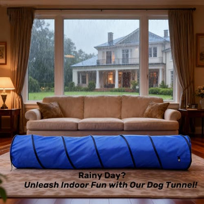 Dog Agility Tunnel with Carry Bag and Ground Spikes, Foldable 10-Foot Tunnel for Dog Training, Dog Agility Equipment for Outdoor, Backyard, Indoor Use, KINETOVOLTA