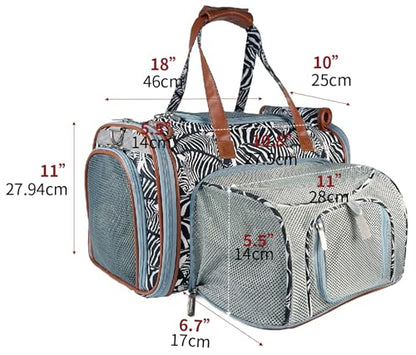 Mr. Peanut’s Gold Series Standard Size Expandable Pet Carrier (Zzzebra) - color: Zzzebra