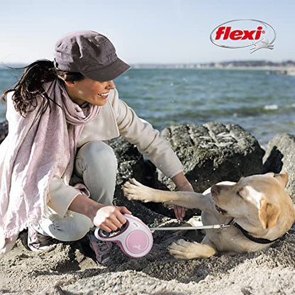 FLEXI New Comfort Tape Retractable Dog Leashes for Large Dogs Upto 110 lbs. – 26 ft., Red/Pastel | Tangle Free Pet Walking Leash with One-Handed Brake, Pause, Lock|German Quality Product