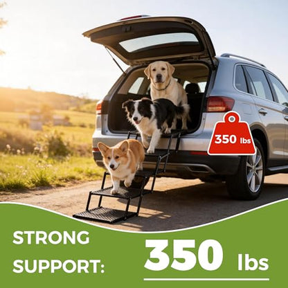 Dog Ramps for Cars, Portable Folding Dog Stairs for Cars, SUV, Trucks, Reinforced Pet Steps Supports Up to 200 lb, 5 Steps