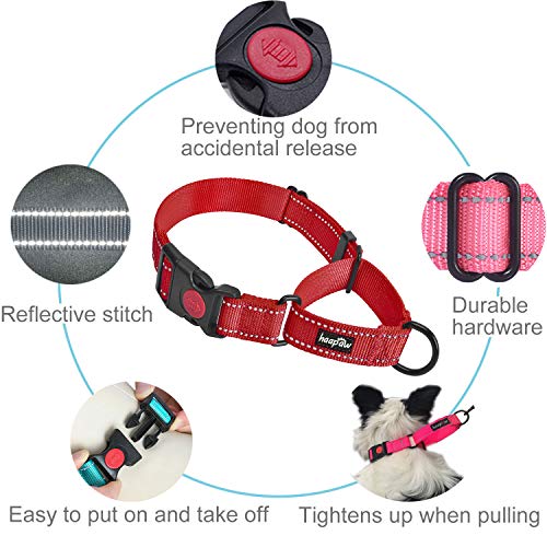 haapaw Martingale Dog Collar with Quick Release Buckle Reflective Dog Training Collars for Small Medium Large Dogs - color: Red, size: M