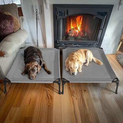 Veehoo Raised Dog Bed - Cooling Elevated Pet Cot with Mesh, No-Slip, Durable for Large Dogs, 42" x 30", Grey, CWC1803-L - color: 2Packs- Grey, size: 42.0"L x 30.0"W x 7.0"Th