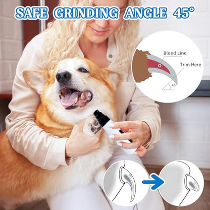 2-Speed Silent Groom Pro Nail Grinder, Rechargeable Quiet Dog Nail Trimmer, Gentle Electric Pet Nail Grinder Tool for Medium Small Dogs & Cats