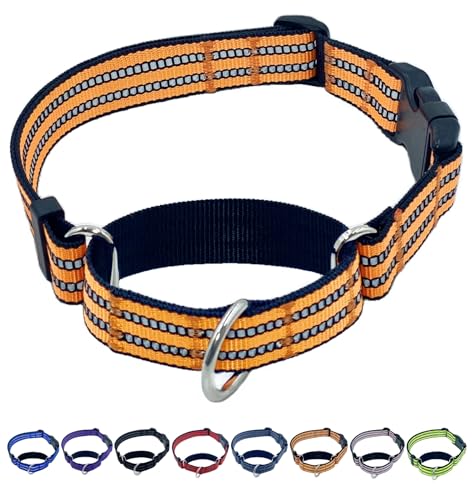 Martingale Dog Collars with Quick Release Buckle, Heavy Duty Nylon Reflective Dog Collar, NO Pull Walking Training Collar for Large, Medium, Small Dogs (Orange, Extra Small) - color: Orange, size: Extra Small