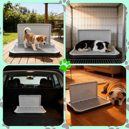 Dog Potty Tray with High Wall, 20.8x14.96 Indoor Pet Pee Pad Holder,Puppy Training Holder,Bathroom Dog Litter Box, Pet Toilet for Small and Medium Dogs,Housebreaking Supplies, Pet Products - color: black