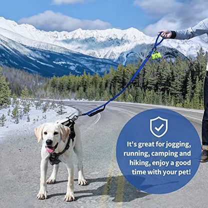 IOKHEIRA Multifunctional Dog Leash for Large & Medium Dogs, Adjustable with Car Seatbelt, 4-6 FT Strong Bungee (Blue) - color: Blue