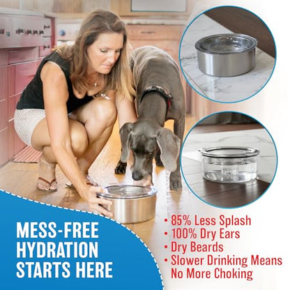 Slopper Stopper Tritan Plastic Dripless Water Bowl with Lid – Holds 1 Gal, Reduces Spills & Trails Up to 85%+, Water Bowl for Large Breed Dogs (51-85 lbs), The Original Slobber Stopper - size: 51-85 Lbs Large, style: Tritan Plastic