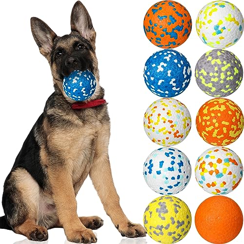 Lenwen 10 Pcs Dog Toy Balls Tennis Ball for Aggressive Chewers Interactive for Large Medium Small Puppy Boredom and Stimulating Bouncy Floating Rubber Toy(3 Inch,Bright Color) - color: Bright color, size: 3 inch