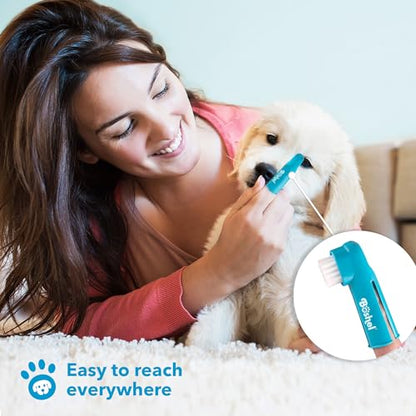 Boshel Dog Toothbrush Kit, 6 Dual-Headed Dog Tooth Brush + 2 Pet Finger Toothbrush for Small and Large Breeds, 8 Pack - style: 8 Pack