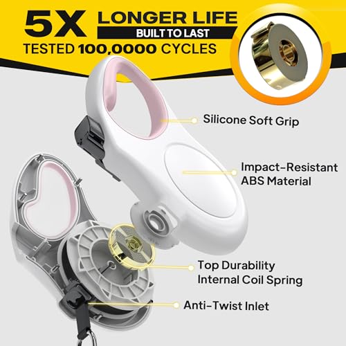 Fida Retractable Dog Leash, 16 ft Dog Walking Leash for Small Dogs up to 26lbs, Tangle Free, White - color: White, size: Small