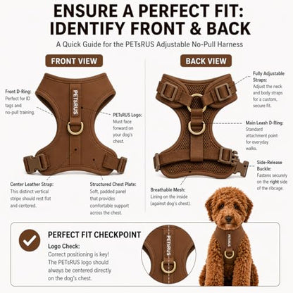 Premium No-Pull Dog Harness Soft Neoprene & Breathable Mesh Vest with Front & Back Clip D-Rings Adjustable Lightweight Walking Harness for Puppies, Small & Medium Dogs (Bronze Brown Gold, XS) - color: Bronze Brown Gold, size: XS: Neck 10.6-14.2'', Chest 1