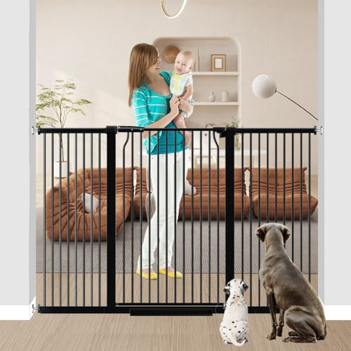 40.5" Tall Baby Gate 60.2-63" Wide No Drilling Tall Pet Gate Cat Gate Extra Wide Baby Gate Safety,Extra Narrow Auto-Close for Indoor Stairs, Doorways, and Kitchen - color: Black, size: 60.2"-63"