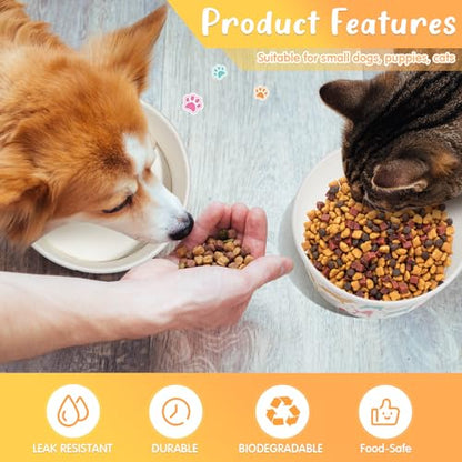 Mifoci 100 Pcs Disposable Dog Bowls 1.5 Cups Pets Disposable Feeding Bowls for Dogs and Cats Pets Paper Travel Cups for Small Medium Dogs Cats Puppy Kitten Dry or Wet Serving Food Water (Classic) - style: Classic