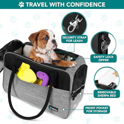 PetAmi Dog Purse Carrier for Small Dogs Cats, TSA Airline Approved Soft-Sided Pet Carrier with Pockets, Ventilated Travel Tote Bag with Bed & Shoulder Strap, Puppy Kitten, Max 12 lbs, Heather Grey - color: Heather Grey
