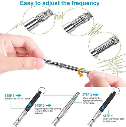 Dog Training Kit,Dog Whistle to Stop Barking Neighbors Dog,Dog Clicker for Training,Adjustable Ultrasonic Silent Dog Whistle(Black).