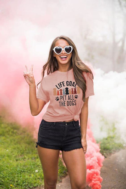Dog Mom T-Shirt for Women - Pet Lover Shirt With Funny Saying Letter Print - All The Dogs Dog Mama Tee Top - color: Pink-a, size: Medium