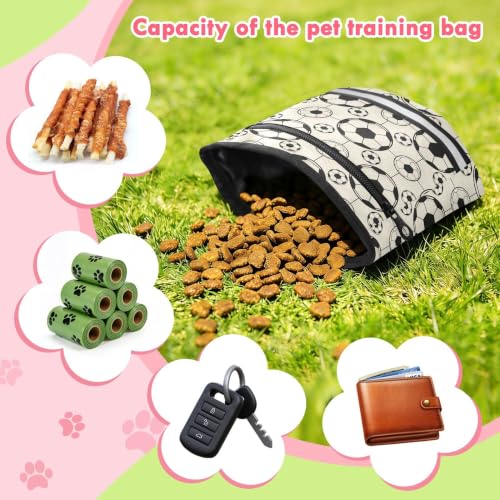 Soccer Water-Resistant Dog Treat Pouch, 3 Ways to Wear Treat Bag with Magnetic Closure & Reflective Strip, Hands-Free for Pet Training, Walking