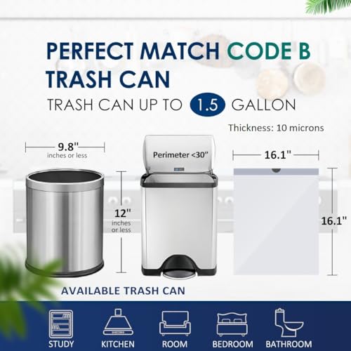 1.5 Gallon 120 Counts Mini Strong Drawstring Trash Bags Garbage Bags by RayPard, Small Plastic Bags fit 4.5-6L Trash Can for Home Office Kitchen Bathroom Bedroom, White Waste Basket Liners - style: 120-1.5 Gallon-White