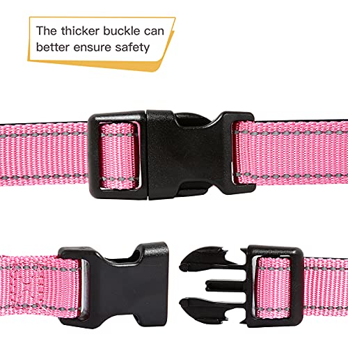 HEELE Dog Collar, Reflective Dog Collar, Soft Neoprene Padded Breathable Nylon Pet Collar Adjustable for Small Dogs Puppy, Pink, XS(7.87-11.81") - color: Pink, size: X-Small (7.87-11.81")