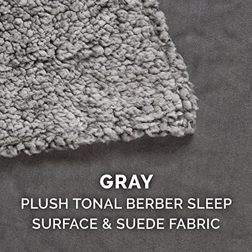 Furhaven Replacement Dog Bed Cover Berber & Suede Blanket Top Mattress, Machine Washable - Gray, Medium - color: Blanket Top - Berber & Suede (Gray), size: Medium