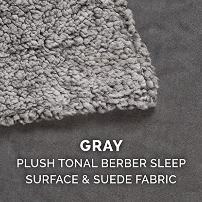 Furhaven Replacement Dog Bed Cover Berber & Suede Blanket Top Mattress, Machine Washable - Gray, Medium - color: Blanket Top - Berber & Suede (Gray), size: Medium