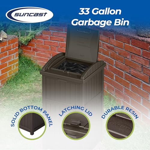 Suncast Trash Hideaway Outdoor Patio 33 Gal Garbage Waste Trash Can Bin (4 Pack) - color: Java Brown, size: 4 Pack